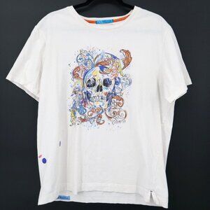 Robert Graham Skull Tee Men L White Street Style Casual Modern Edgy Artsy Quirky